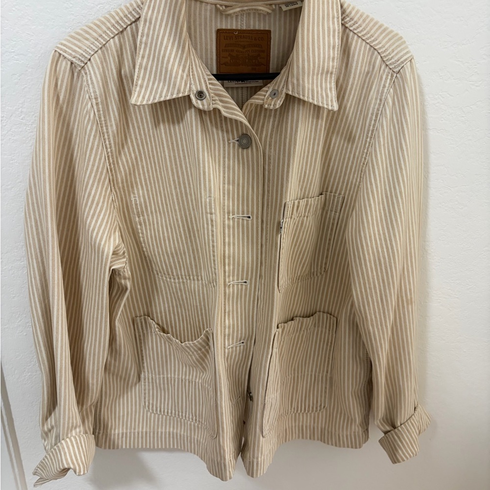 Levi's Beige and White Striped Jacket